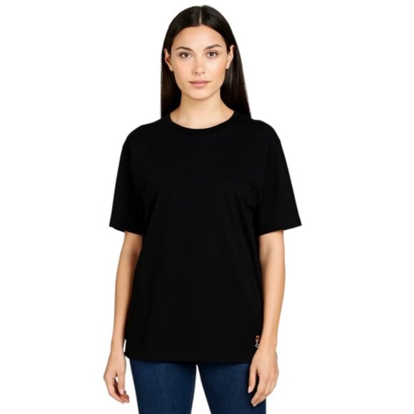 Love Moschino Tops - Love Moschino Size 4 Black Orange Zipper Detail Short Sleeve Crewneck T Shirt